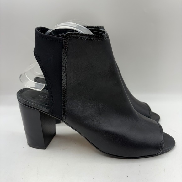 Donald J Pliner Shoes - Donald J Pliner Black Leather Peep Toe Slingback Block Heel Booties Women 9